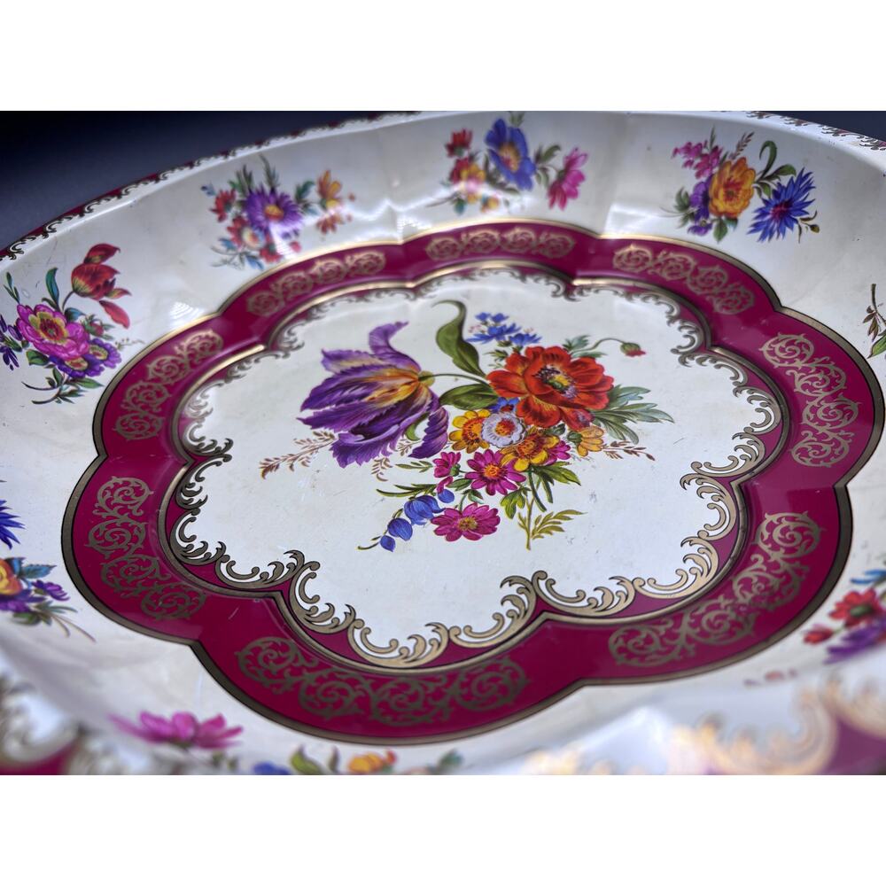 Vintage 1971 England Daher Floral Tin Decorative Bowl, GORGEOUS PIECE!